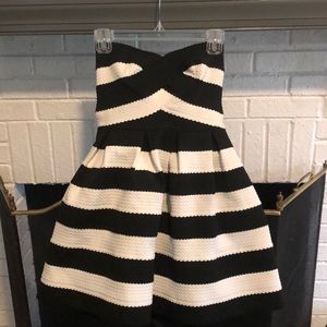 Black and white stripes party dress